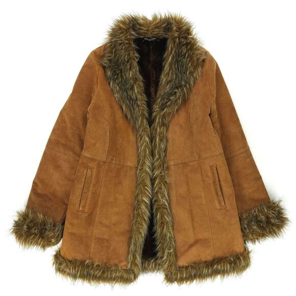 Wilsons Leather Jackets & Blazers - WILSONS LEATHER Suede Penny Lane Fur Afghan Jacket 70s Boho Downtown Girl Boho